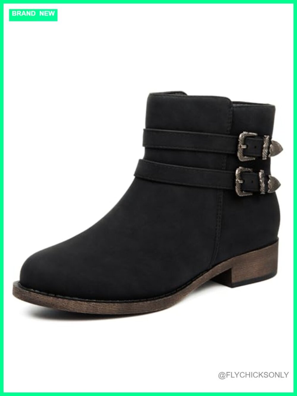 Women's Low Heel Ankle Boots Faux Leather Side Zipper Casual Western Booties